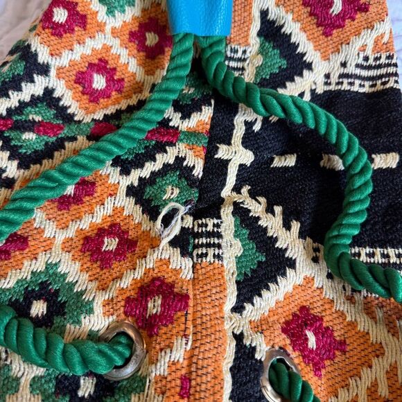 Ethnic Boho Bag/Backpack Colorful Geometric Patterned Bag Hippie Bohemian - Picture 3 of 5